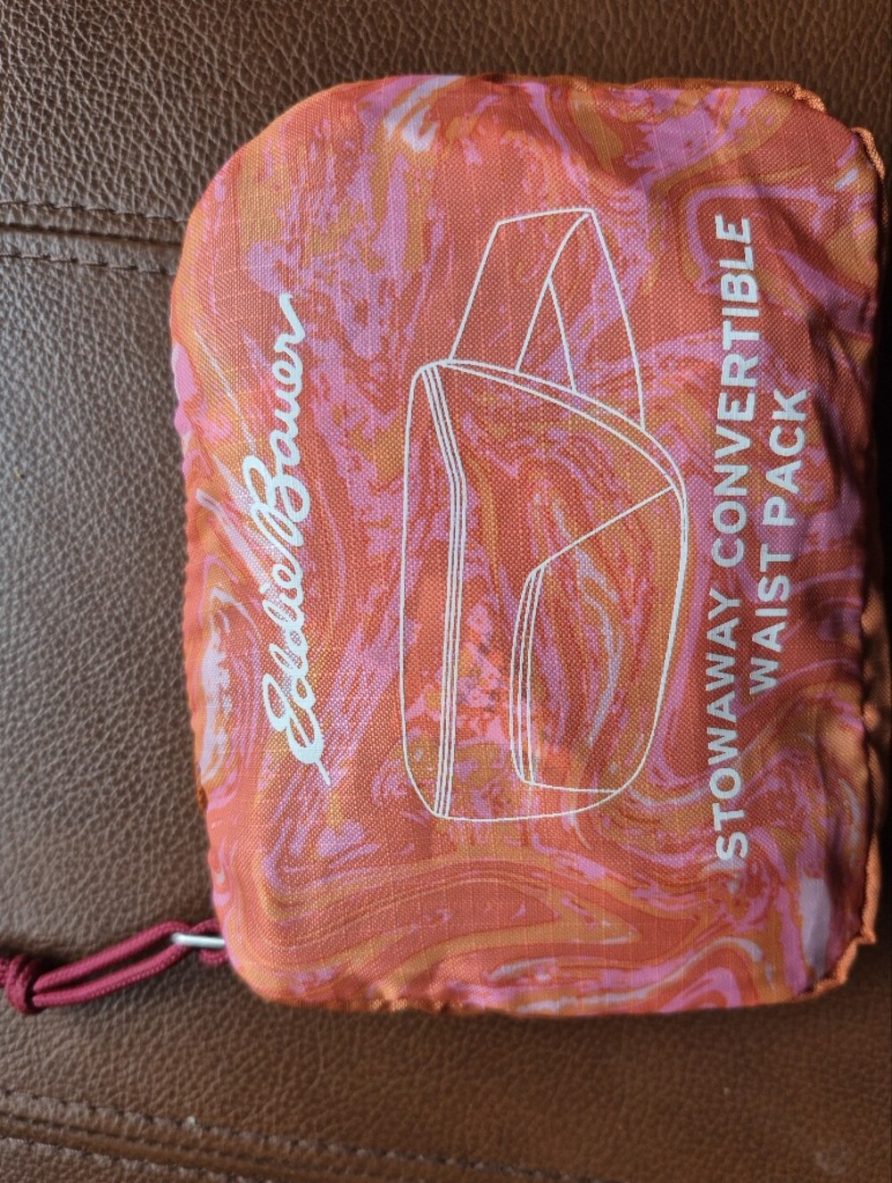 Eddie Bauer Pink and Orange Swirl Packable Waist Pack